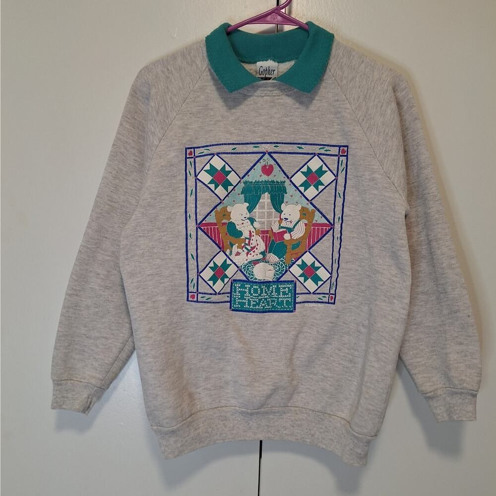 Gopher Sport Vintage Home Heart Sweatshirt with Collar Size Medium
